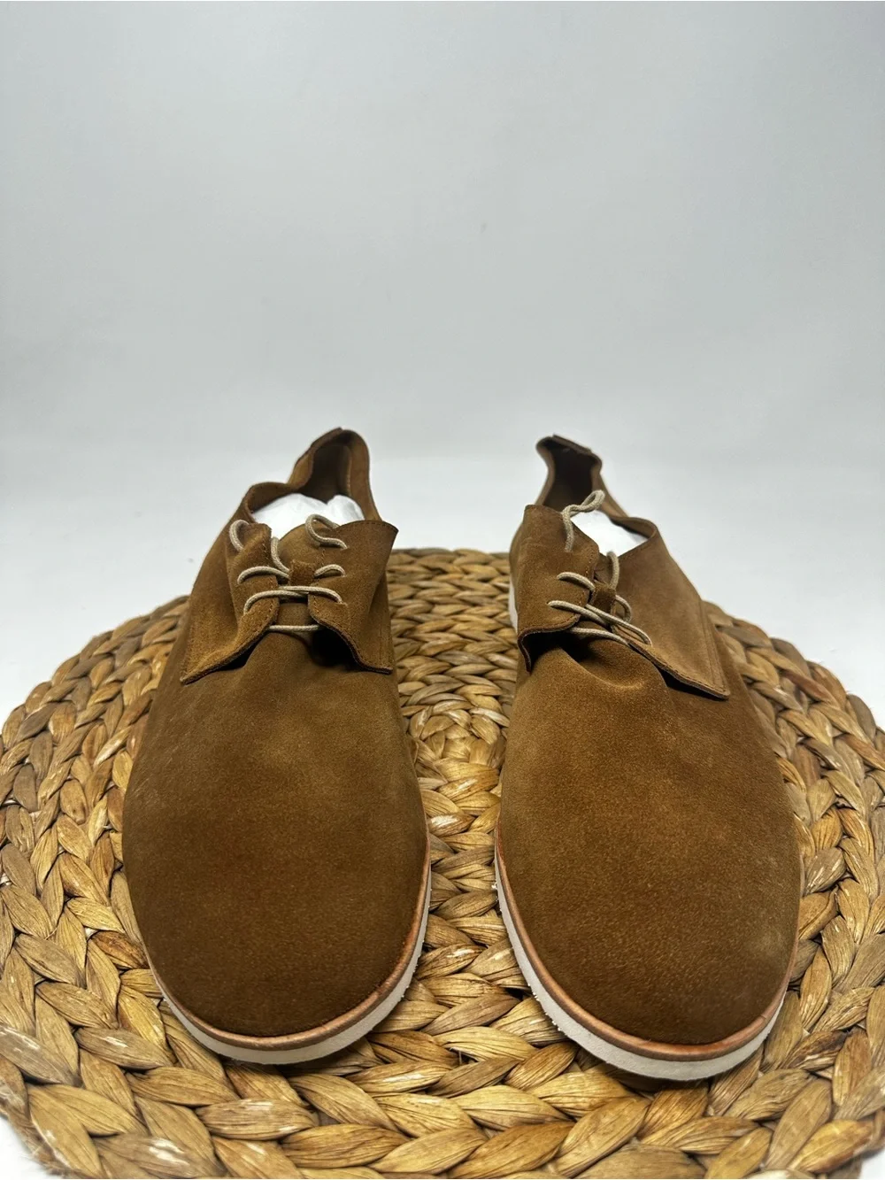 Nisolo Suede Lightweight Flex Derby Travel Shoes Tan Leather Size 9.5 Men's